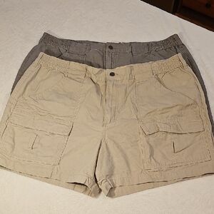 2 Pair Red Head Brand Co Beige & Gray Cargo Shorts Size 44